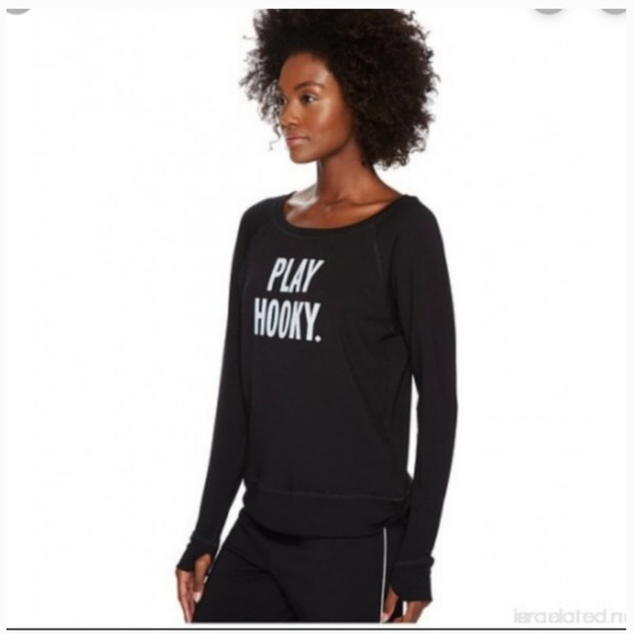 kate spade x beyond yoga play hooky black sweater top size xs nwt - Picture 2 of 7